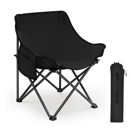 Крісло для кемпінгу складне з сумкою та неслизькими ніжками - туристичне, для риболовлі, пляжу, саду, балкону (чорне)