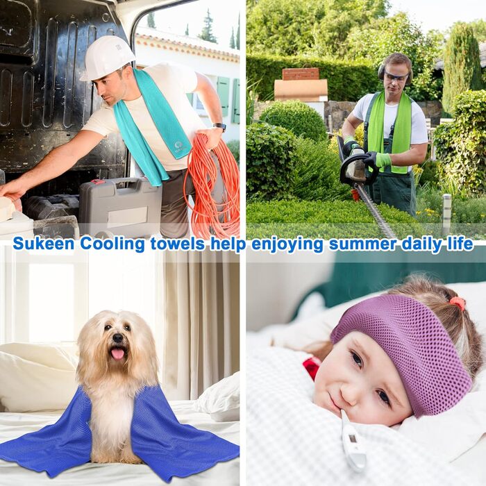 Охолоджуючий рушник Sukeen - 101,6 x 30,5 см. М'який, дихаючий рушник з мікрофібри для йоги, спорту, фітнесу, тренувань, кемпінгу. Різні кольори (Чорний/Синій/Зелений/Темно-синій/Рожевий/Морська хвиля/Сірий/Фіолетовий)