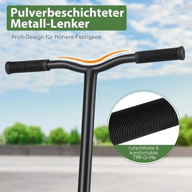 COSTWAY Стантер скутер з 360° поворотом, колеса 110 мм PU, підшипники ABEC-7, алюмінієва дека, вантажопідйомність 100 кг, для дітей від 10 років (зелений)