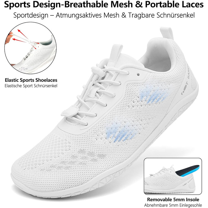 Босоніжки Geweo для жінок та чоловіків: зручні спортивні кросівки з широкою передньою частиною, легкі босоніжки для фітнесу, кросфіту, силових тренувань, трекінгу, унісекс, розміри 37-47 EU (білі, 45 EU широкі)
