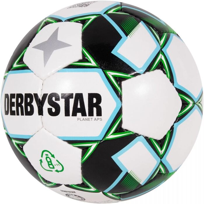 Футбольний м'яч DERBYSTAR Planet APS v21, біло-зелено-чорний, розмір 5