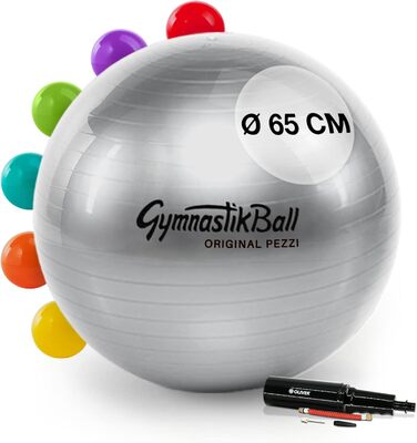 Фітбол PEZZI Original Pezziball 53 см з насосом, антрацит, м'яч для сидіння