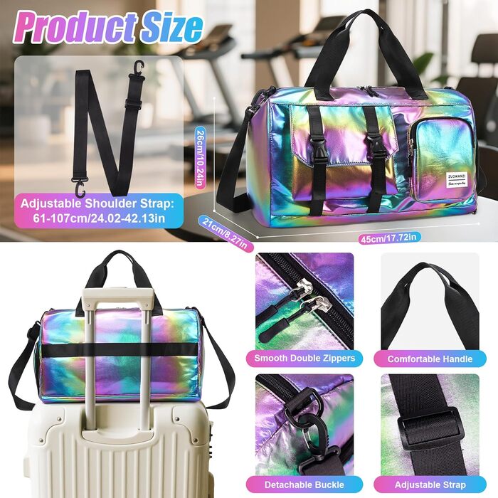 Спортивна сумка Tokeya для жінок: водонепроникна, з відділенням для взуття та мокрою білизною. Легка, складна, ідеальна для занять спортом, фітнесом, подорожами (Чорний)