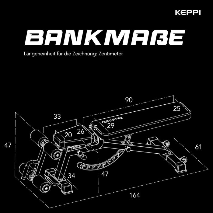 Регульована лава для тренувань Keppi Bench1000 Pro, 600 кг, для дому, штанги та силові вправи