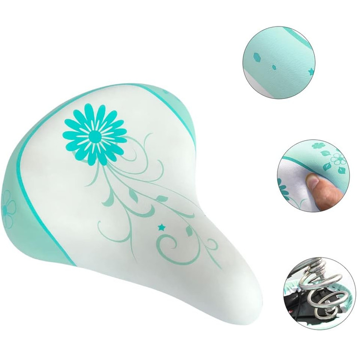 Дитячий велосипедний сидіння Avasťa для дівчаток та хлопчиків, водонепроникне, широке, м'яке, з двома амортизаторами, підходить для велосипедів 12, 14, 16, 18, 20 дюймів, гірський/дорожній, м'ятний колір