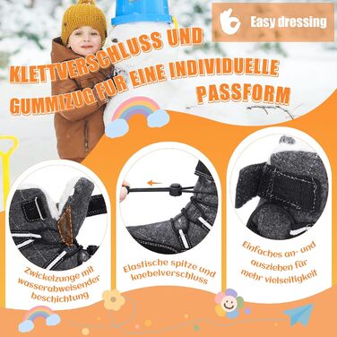 Зимові черевики Visionreast для дівчаток та хлопчиків. Теплі зимові черевики з ворсовим утеплювачем, водонепроникні, для туризму та активного відпочинку. Чорні, розмір 40 EU.