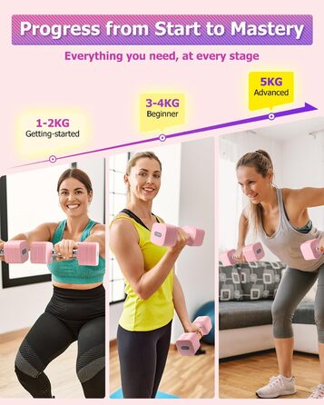 Набір гантелей Fragraim 5 кг x 2, регульовані, для дому, фітнесу, силових тренувань (рожевий)