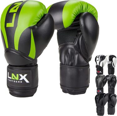 Боксерські рукавички LNX Nitro 10 унцій, енергійно-зелені, для чоловіків, жінок і дітей, кікбоксинг, бокс, муай-тай, ММА, тренування, спаринг