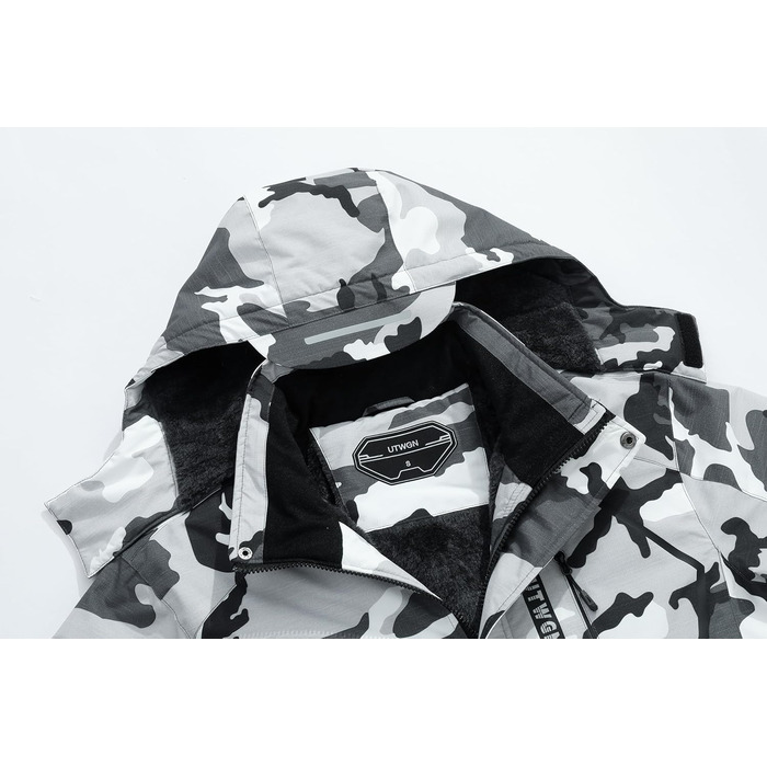 Чоловіча зимова куртка для сноуборду та лиж, водонепроникна, вітрозахисна, з капюшоном, камуфляж, чорний колір