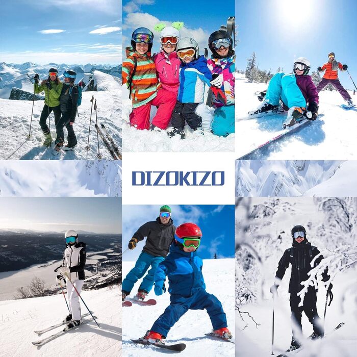 Скі-маска Dizokizo з знімною лінзою, для катання на лижах та сноуборді, антизапітніння, 100% захист від УФ-променів, тришарова піна, рельєфний ремінь, для жінок, чоловіків, підлітків, колір: золотий