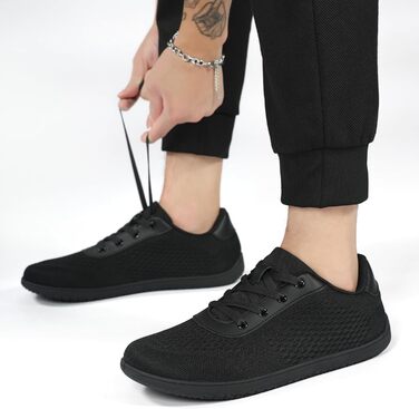 Кросівки для бігу Barfußschuhe: чоловічі та жіночі, зручні, дихаючі, з широкою передньою частиною, антиковзкі, чорні, 43 EU