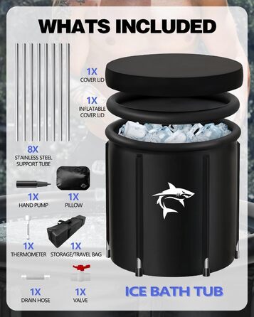 Кріованна для льодяних купань XL (80 см) з системою охолодження, 8 сталевими стійками, термозахистом та сумкою — повний комплект