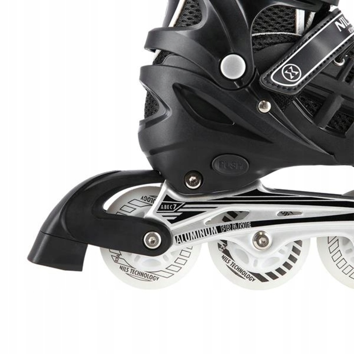Регульовані ролики Nils Extreme, чорні, розмір 35-38, 4 LED-колеса, підшипники ABEC-7