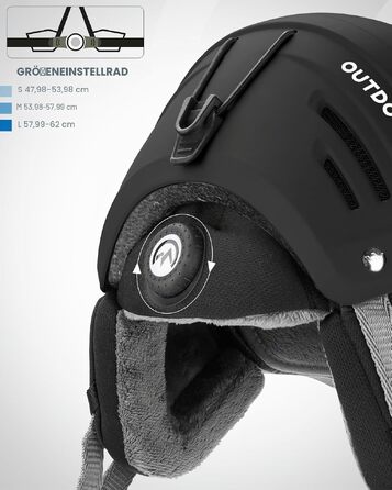 Шолом для гірських лиж та сноуборду OutdoorMaster Kelvin II унісекс, з системою вентиляції, матовий чорний, розмір M (54-58 см)
