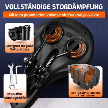 ANFIL® Велосипедне сідло - Максимальний комфорт - Ергономічне сідло з Memory Foam 3.0 - для жінок та чоловіків - Зручне та м'яке - з оптимізованим розподілом тиску для тривалих поїздок (City)