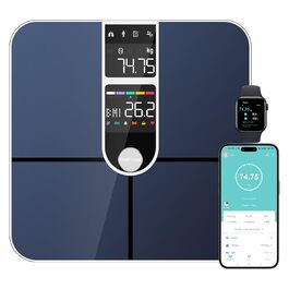 Healthkeep Розумні ваги для тіла, Bluetooth, 2 дисплеї, ITO-покриття, 16 показників, вимірювання пульсу, додаток для Android та iOS, максимальна вага 180 кг, сріблясті