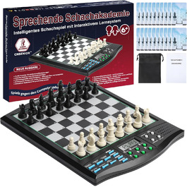 Електронний шаховий комп'ютер CNSENIOR з голосовим тренером та ШІ – Магнітна шахівниця з інтерактивною системою навчання – для початківців, досвідчених, дітей та дорослих