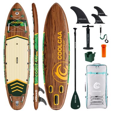 SUP дошка COOLCAA 355 см (Extra Large) надувна, з веслом та аксесуарами, для дорослих до 222 кг, Jungle Echo