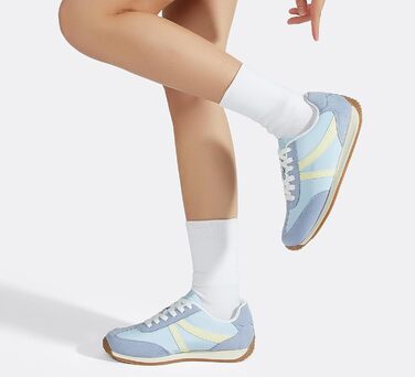 Жіночі ретро-кросівки LUCKY STEP: зручні повсякденні черевики 39 EU, синьо-жовті, з протиковзкою підошвою та дихаючою підкладкою