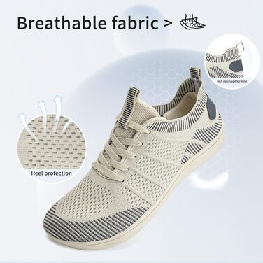 Легкі дихаючі кросівки IceUnicorn для широкої стопи: жіночі та чоловічі, zero-drop, для активного відпочинку, розмір 39 EU, колір 555beige