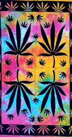 Гобелен настінний з коноплею, постер Cannabis, психоделічний декор для кімнати, бохо стиль, гобелен із зображенням листя марихуани, для гуртожитку, хіпі, Rasta