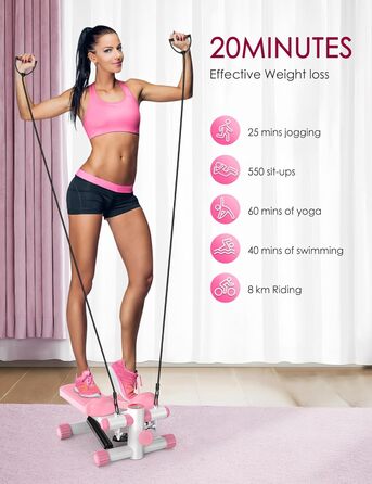 Міні-степер KitGody для тренувань: компактний, з опором, рожевий | Для дому