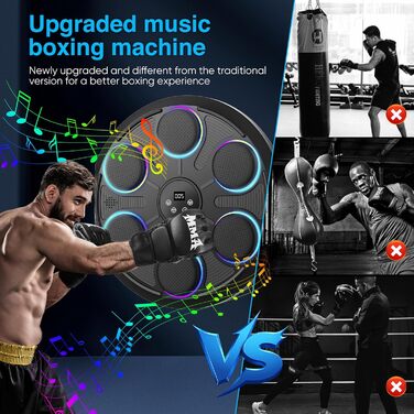 Музична боксерська машина з LED підсвіткою та Bluetooth, настінна, з рукавичками, 9 режимів швидкості, для дітей та дорослих