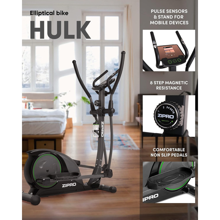 Zipro Crosstrainer Hulk: Магнітний тренажер для дому, до 150 кг, чорний