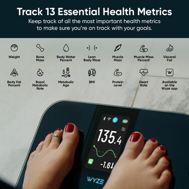 Розумні ваги Smart Scale Ultra з кольоровим дисплеєм 10.9 см, Bluetooth, Wi-Fi, BMI, вимірювання м'язової маси, пульсометр, режим для дітей/тварин/багажу