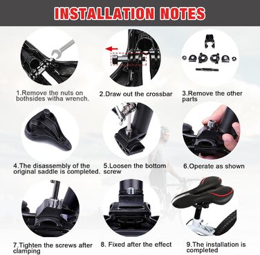 Велосипедне сідло ENJOHOS, водонепроникне, PU, для гірського, трекінгового, туристичного та шосейного велосипедів (червоне гелеве)