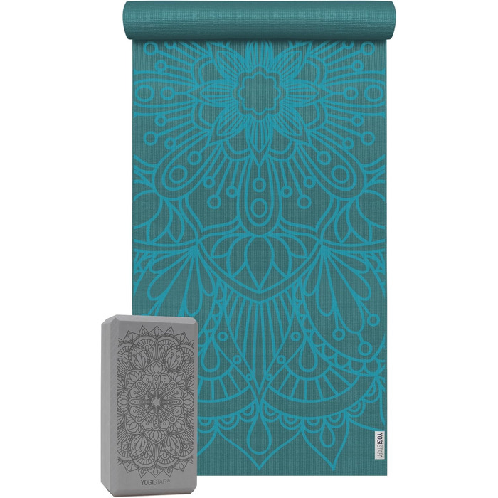 Йога-набір Yogistar Starter: килимок Lotus Mandala + блок, синій
