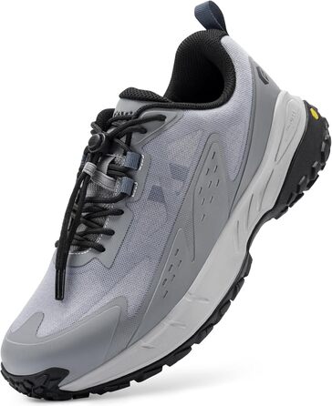 Черевики для трекінгу FitVille для чоловіків, широкі, Slip-On, Outdoor, з дихаючим матеріалом, для трейлраннінгу, з гнучкою застібкою, розмір 40-50 (42.5 EU, сірий)