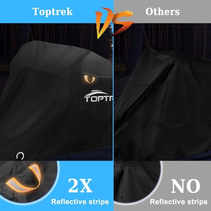 Водонепроникна мотоциклетна накидка Toptrek XXXL 210D Oxford, чорна (265 x 105 x 133 см)