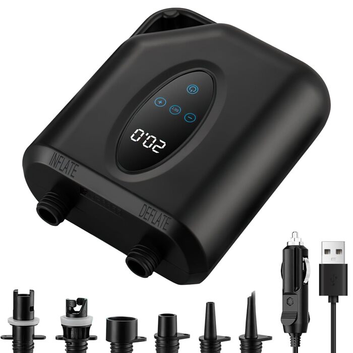 OBEST Електричний Насос для Шини 12000mAh, 20 PSI, Бездротовий, Подвійний, Автоматичне Вимкнення, Чорний