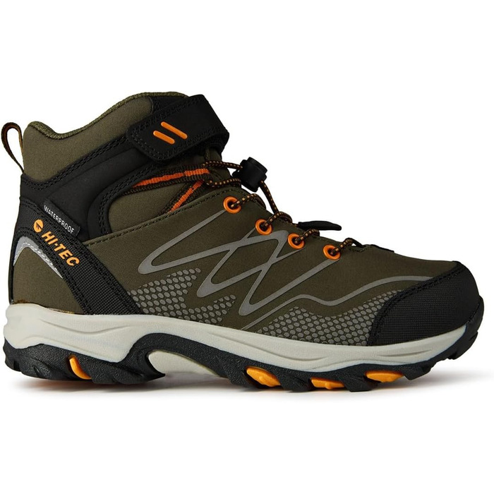 Дитячі водонепроникні черевики HI-TEC Blackout Mid Wp Jr, розмір 32 EU, хакі-чорно-оранжевий
