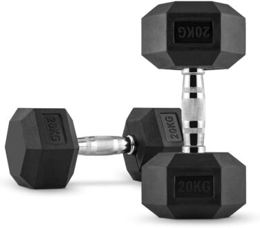 Гантель Technofit Hex 20 кг, шестигранна гумова, для фітнесу та бодібілдингу