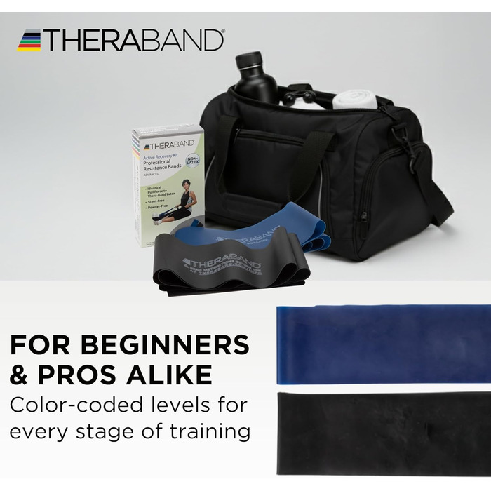 Еспандер гумовий TheraBand 1.5м для фітнесу та реабілітації (синій/чорний, латекс)