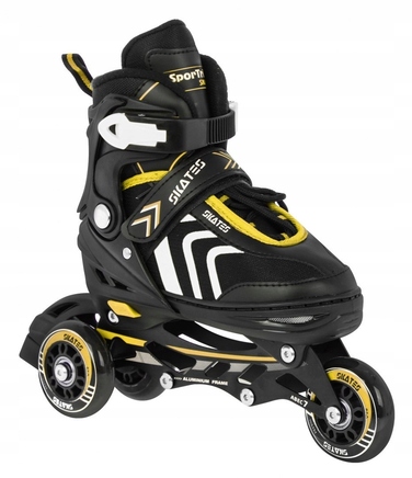 Дитячі роликові ковзани SporTrike, регульовані (розмір 29-33), чорно-жовті, 4 колеса 85A