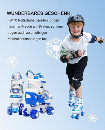 Дитячі ролики FWFX, регульовані, світлові, для залу та вулиці, розмір S (EU 28-31) / M (EU 32-36), блакитні