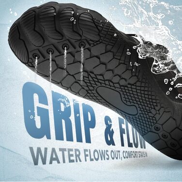 Взуття для плавання та фітнесу WateLves: зручні аквашузи для чоловіків та жінок, чорний колір, розмір 44 EU, широка передня частина