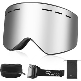 Лижна маска Ryaco з магнітною лінзою, антифог, OTG, UV-захист, для дорослих і дітей, срібляста
