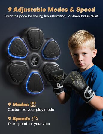 Музична боксерська машина BESSERITE з підсвіткою та рукавичками, для дорослих та підлітків