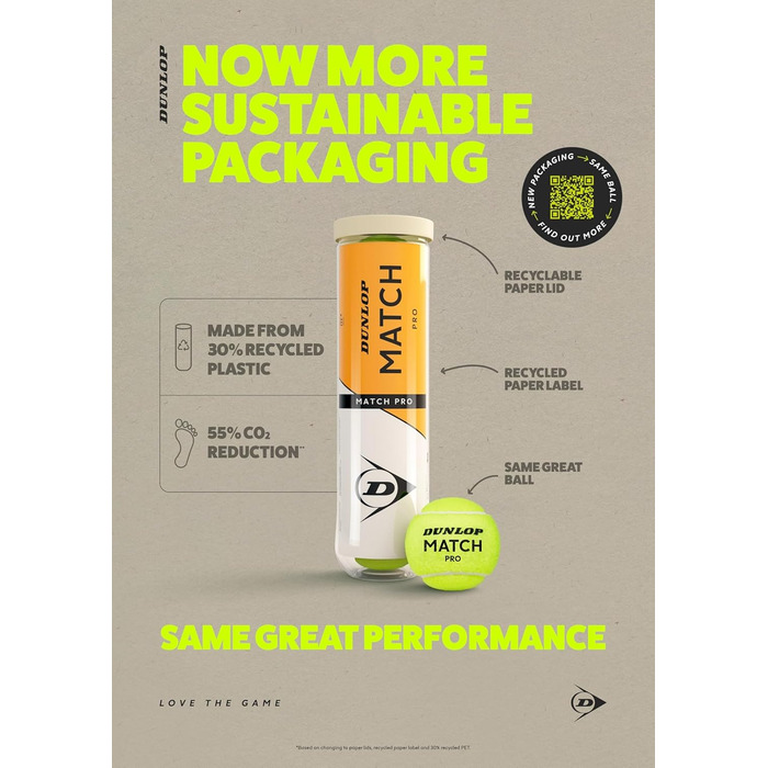 М'яч для тенісу Dunlop Match Pro для ґрунту, хард-корту та газону - Amazon Exclusive, 3x 4 шт.