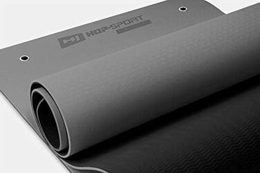 Йогамат Hop-Sport: фітнес-мат з отворами, 0,8 см, TPE, для йоги, пілатесу, спорту вдома, сірий