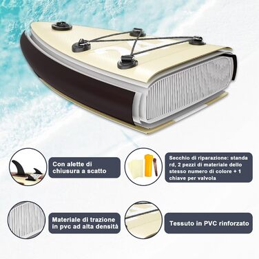Надувний SUP борд JUMMICO Stand Up Paddle з каяком, 330x76x15 см, до 160 кг, для серфінгу, риболовлі, йоги (Хакі)