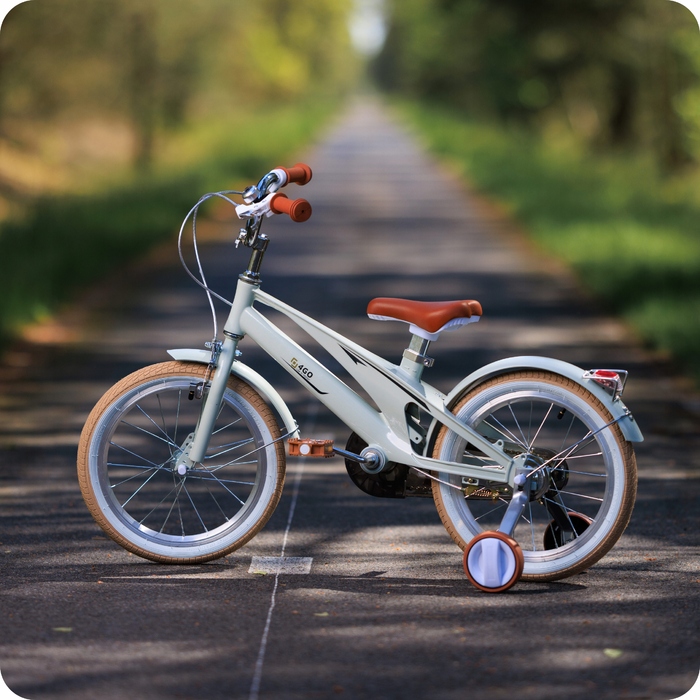 Дитячий велосипед 16 дюймів із бічними колесами, м'ятний, легкий