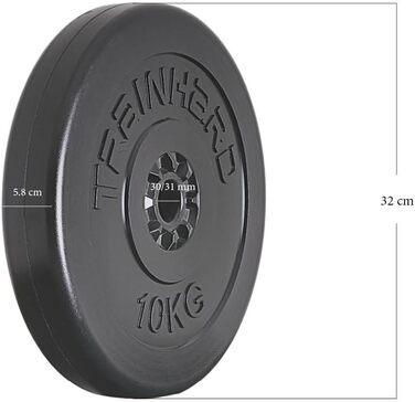 Комплект млинців TrainHard 20-30 кг із пластику та цементу, для штанги з отвором 30/31 мм, 2×2,5 кг і 4×5 кг