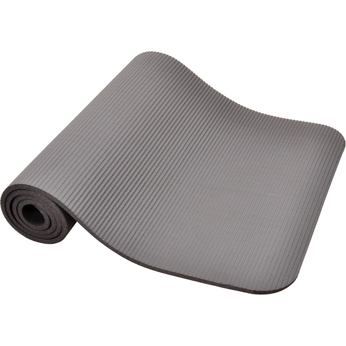 Килимок для йоги BalanceFrom GoYoga+ 1/2 дюйма, високої щільності, проти розривів, з ремінцем і підкладкою для колін, сірий