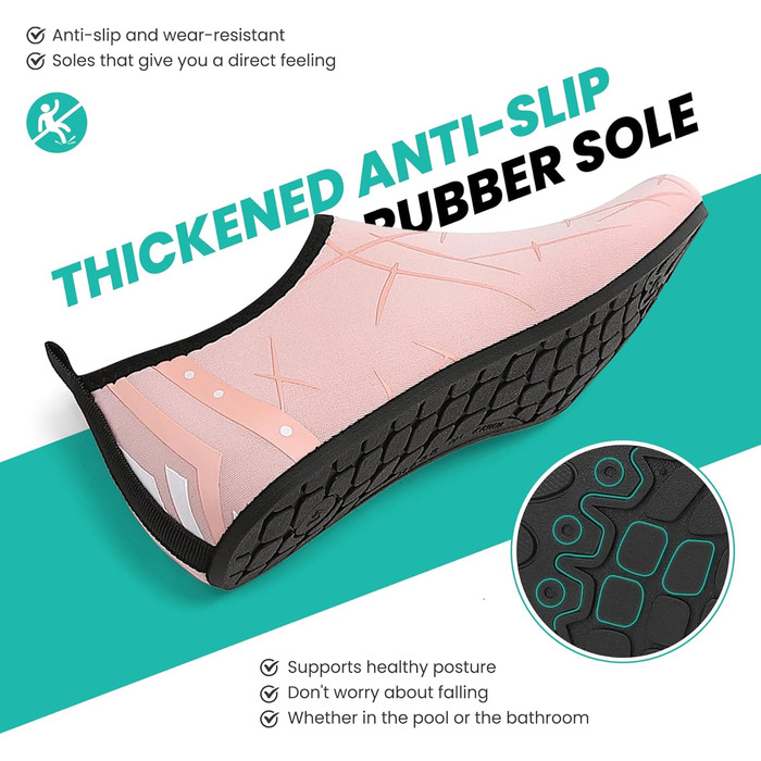 Чоботи для плавання чоловічі та жіночі: легкі, швидковисихаючі, антиковзкі аквашузи для пляжу, басейну, серфінгу (42 EU, 857 Рожевий)