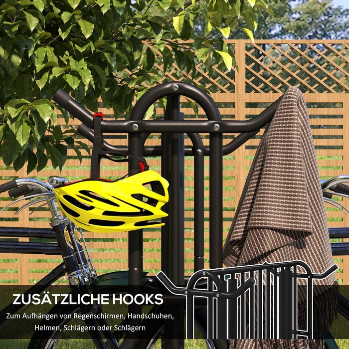DURHAND Bicycle Stand Multi-Stand Колісна підставка Атмосферостійка підставка для 4 велосипедів, двостороння, сталева 90 x 80 x 80 см, чорна | Аосом